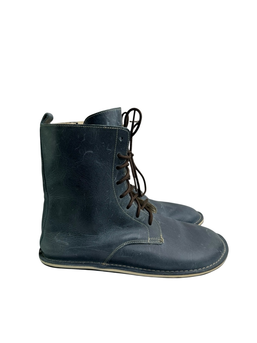 Ruby Barefoot Blue Leather Lace Up Zero Drop Wide Toebox Boots Minimalist Fall - Picture 5 of 10